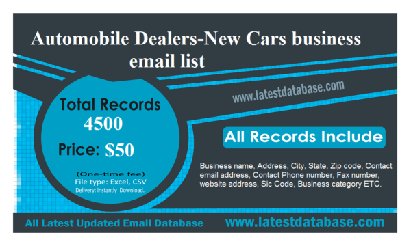 Automobile Dealers-New Cars Business Email List