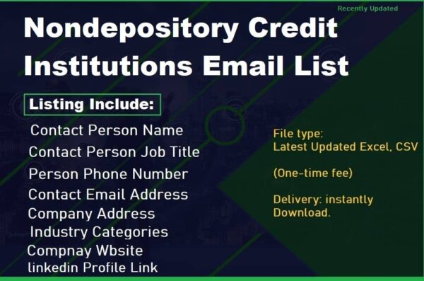 Nondepository Credit Institutions Email List