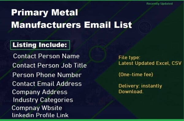 Primary Metal Manufacturers Email List