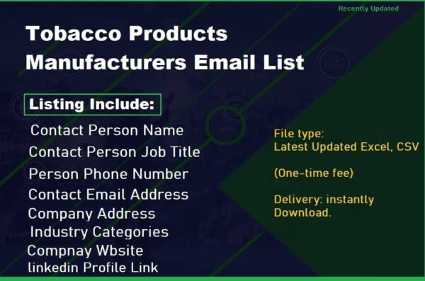 Tobacco Products Manufacturers Email List